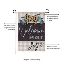 Evergreen Dogs And Checks Garden Burlap Flag 12.5 X 18 Inches Indoor Outdoor Decor