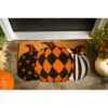 Evergreen Pattern Pumpkins Shaped Indoor Outdoor Natural Coir Doormat 1'6"x2'6" Multicolored