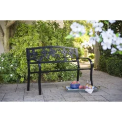 Evergreen Dogwood Metal Garden Bench - Black