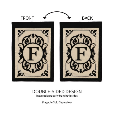 Evergreen Flag Cambridge Chic Letter F Monogram Applique Garden Flag - 12.5" Wide X 18" High 3 Evergreen Flag Cambridge Chic Letter F Monogram Applique Garden Flag - 12.5" Wide X 18" High - Image 3