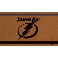 Evergreen Tampa Bay Lightning Logo Turf Mat, Brown- 28 X 16 Inches Indoor Outdoor Doormat