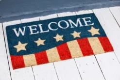 Evergreen Patriotic Stripes Indoor Outdoor Natural Coir Doormat 1'4"x2'4" Multicolored -Optimal Home Decoration GUEST bff94e65 2b55 4437 a7b4 3ec47e6dc1fd