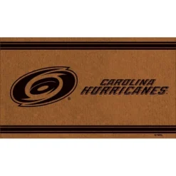 Evergreen Carolina Hurricanes Logo Turf Mat, Brown- 28 X 16 Inches Indoor Outdoor Doormat