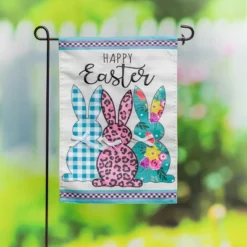 Evergreen Bright Bunnies Garden Applique Flag 12.5 X 18 Inches Indoor Outdoor Decor