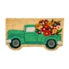 Evergreen Mint Flower Truck Shaped Coir Mat