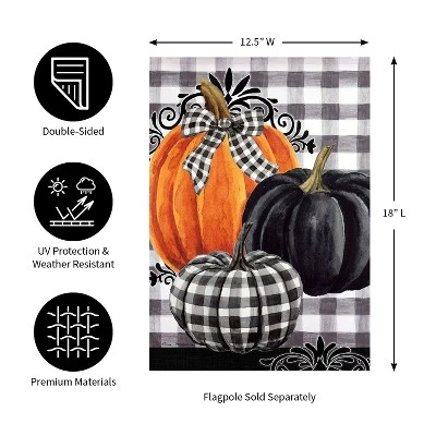 Evergreen Pumpkin Check Garden Suede Flag 12.5 X 18 Inches Indoor Outdoor Decor 1 Evergreen Pumpkin Check Garden Suede Flag 12.5 X 18 Inches Indoor Outdoor Decor