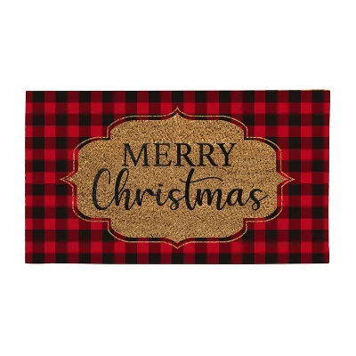 Evergreen Buffalo Check Christmas Indoor Outdoor Natural Coir Doormat 1'4"x2'4" Red 1 Evergreen Buffalo Check Christmas Indoor Outdoor Natural Coir Doormat 1'4"x2'4" Red