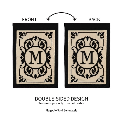 Evergreen Flag Cambridge Chic Letter M Monogram Applique Garden Flag - 12.5" Wide X 18" High 3 Evergreen Flag Cambridge Chic Letter M Monogram Applique Garden Flag - 12.5" Wide X 18" High - Image 3