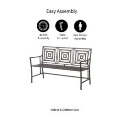 Evergreen Bronze Square Back Garden Bench -Optimal Home Decoration GUEST ca510fde e1e9 43ed bcac 8492d8e72195