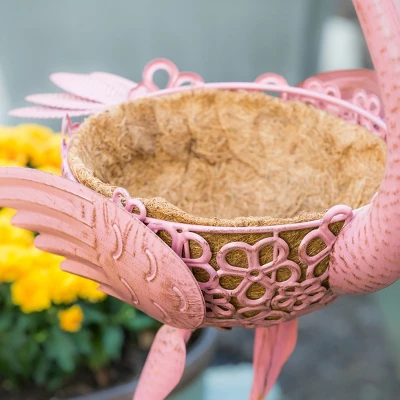Evergreen 37"H Metal Flamingo Planter With Coco Liner- Fade And Weather Resistant Outdoor Decoration For Homes, Yards And Gardens 2 Evergreen 37"H Metal Flamingo Planter With Coco Liner- Fade And Weather Resistant Outdoor Decoration For Homes, Yards And Gardens - Image 2