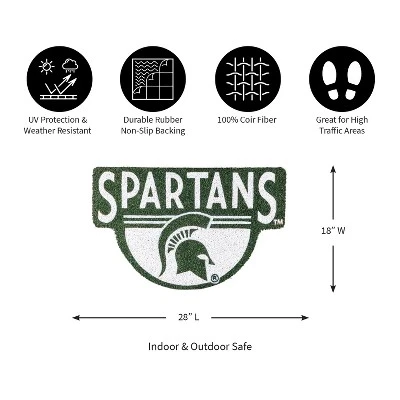 Evergreen Michigan State University Indoor Outdoor Natural Shaped Coir Doormat 1'6"x2'4" Multicolored 2 Evergreen Michigan State University Indoor Outdoor Natural Shaped Coir Doormat 1'6"x2'4" Multicolored - Image 2