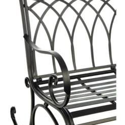 Evergreen Beautiful Springtime Colorful Black Rocking Brushed Metal Garden Bench - 43x33x37 In -Optimal Home Decoration GUEST cf3294ba 69fa 4f9f adf4 d1ba0eabba91