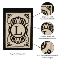 Evergreen Flag Cambridge Chic Letter L Monogram Applique Garden Flag - 12.5" Wide X 18" High -Optimal Home Decoration GUEST d17001fb 9264 4218 b5fc 08cd840e4195