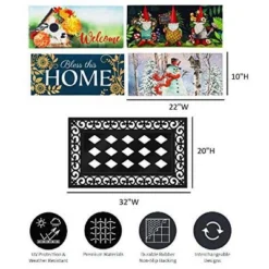 Evergreen Indoor Outdoor Doormat Bundle Set Of 5 - Frame And 4 Welcome Seasonal Inserts Garden Gnomes Birdhouse Snowman Bless This Home -Optimal Home Decoration GUEST d3007973 6a8e 4c5d 9053 f8d7dc941943