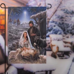 Evergreen A Savior Is Born Garden Suede Flag Garden Suede Flag 12.5 X 18 Inches Indoor Outdoor Decor