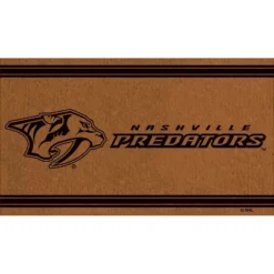 Evergreen Nashville Predators Logo Turf Mat, Brown- 28 X 16 Inches Indoor Outdoor Doormat
