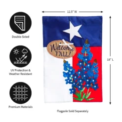 Evergreen Flag Texas Blue Bonnets Garden Applique Flag