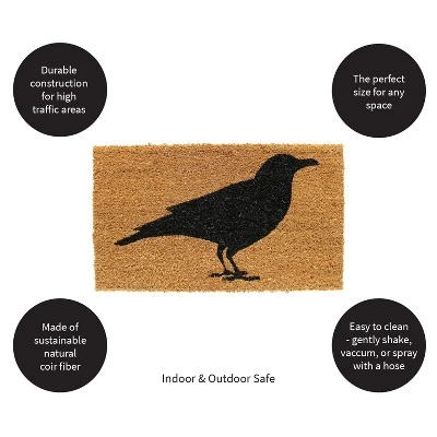 Evergreen Indoor Outdoor Natural Coir Doormat Raven 1'5"x2'5" Multicolored 2 Evergreen Indoor Outdoor Natural Coir Doormat Raven 1'5"x2'5" Multicolored - Image 2