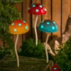 Evergreen 12.5"H Glow In The Dark Mushroom Plant Pick, Yellow Garden And Yard Decor