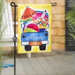 Evergreen Welcome Summer Truck Garden Applique Flag