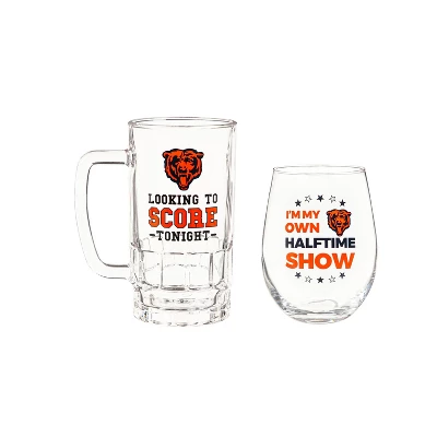 Evergreen Chicago Bears, Stemless 17OZ Wine & Beer 16 OZ Gift Set 1 Evergreen Chicago Bears, Stemless 17OZ Wine & Beer 16 OZ Gift Set
