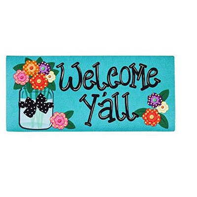 Evergreen Indoor Outdoor Welcome Y'all Bundle Set Of 4 - Garden Flag Stand And Flag, Sassafras Doormat Frame And Sassafras Insert 1 Evergreen Indoor Outdoor Welcome Y'all Bundle Set Of 4 - Garden Flag Stand And Flag, Sassafras Doormat Frame And Sassafras Insert