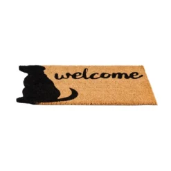 Evergreen Dog Welcome Shaped Indoor Outdoor Natural Coir Doormat 1'4"x2'4" Brown