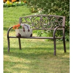 Evergreen Blooming Garden Metal Bench -Optimal Home Decoration GUEST ea306d75 a9eb 4aee a4ec 774751e86157