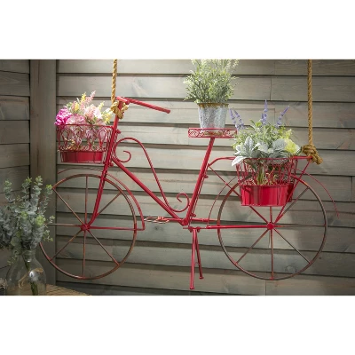 Evergreen Red Metal Bicycle Planter 1 Evergreen Red Metal Bicycle Planter