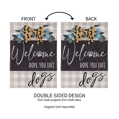 Evergreen Dogs And Checks Garden Burlap Flag 12.5 X 18 Inches Indoor Outdoor Decor 2 Evergreen Dogs And Checks Garden Burlap Flag 12.5 X 18 Inches Indoor Outdoor Decor - Image 2