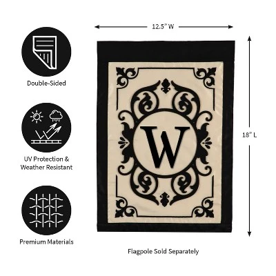 Evergreen Flag Cambridge Chic Letter W Monogram Applique Garden Flag - 12.5" Wide X 18" High 1 Evergreen Flag Cambridge Chic Letter W Monogram Applique Garden Flag - 12.5" Wide X 18" High