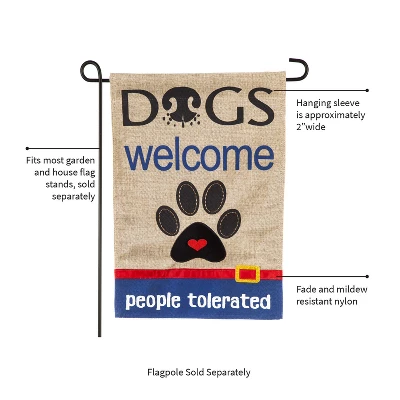 Evergreen Flag Dogs Welcome People Tolerated Garden Burlap Flag 2 Evergreen Flag Dogs Welcome People Tolerated Garden Burlap Flag - Image 2