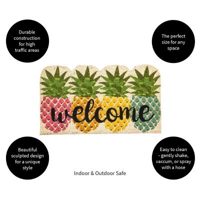 Evergreenful Pineapples Shaped Indoor Outdoor Natural Coir Doormat 1'4"x2'4" Multicolored 5 Evergreenful Pineapples Shaped Indoor Outdoor Natural Coir Doormat 1'4"x2'4" Multicolored - Image 5