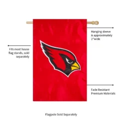 Evergreen NFL Arizona Cardinals Applique House Flag 28 X 44 Inches Outdoor Decor For Homes And Gardens