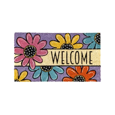 Evergreen Polka Dot Daisy Welcome Coir Mat 1 Evergreen Polka Dot Daisy Welcome Coir Mat