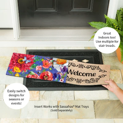 Evergreen English Garden Florals Sassafras Indoor Outdoor Switch Doormat 1'10"x10" Multicolored 2 Evergreen English Garden Florals Sassafras Indoor Outdoor Switch Doormat 1'10"x10" Multicolored - Image 2