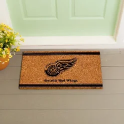 Evergreen Detroit Red Wings Logo Turf Mat, Brown- 28 X 16 Inches Indoor Outdoor Doormat -Optimal Home Decoration GUEST f92afd5e 56de 4c31 a03f 5da6e5eb1e04