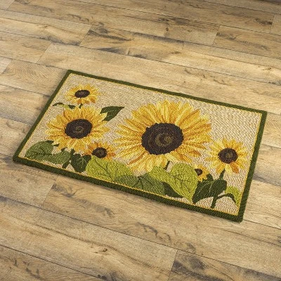 Evergreen Indoor/Outdoor Sunflower Hooked Polypropylene Accent Rug - 24 X 42 2 Evergreen Indoor/Outdoor Sunflower Hooked Polypropylene Accent Rug - 24 X 42 - Image 2