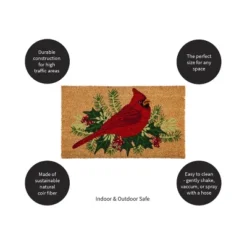Evergreen Winter Cardinal Indoor Outdoor Natural Coir Doormat 1'4"x2'4" Brown -Optimal Home Decoration GUEST fad0eab7 3db7 4780 9761 19d323db6196
