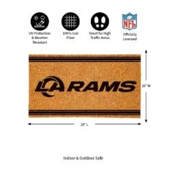 Evergreen Los Angeles Rams Logo Turf Mat, Brown- 28 X 16 Inches Indoor Outdoor Doormat