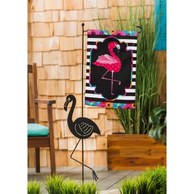 Evergreen Flamingo Stripes And Flowers Garden Applique Flag 12.5 X 18 Inches Indoor Outdoor Decor 3 Evergreen Flamingo Stripes And Flowers Garden Applique Flag 12.5 X 18 Inches Indoor Outdoor Decor - Image 3